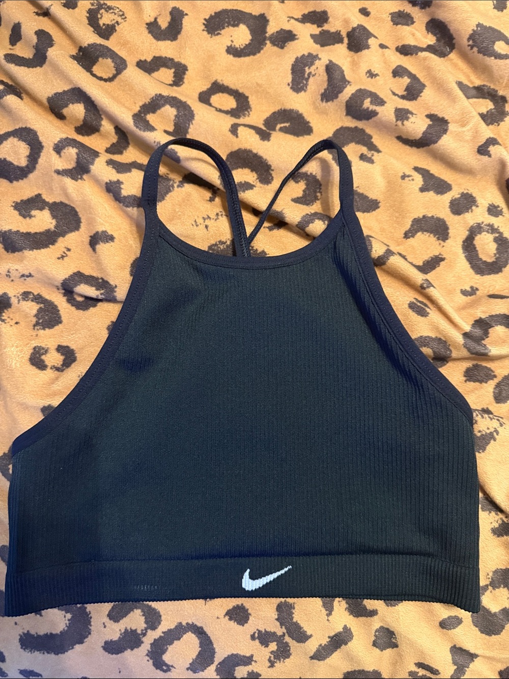 Nike Black Ribbed High-Neck Sports Bralette